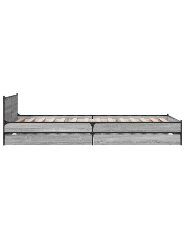 Struttura letto con testata con ruota Sonoma grigio 80 x 200 cm