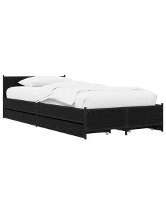 Struttura letto con testata con ruota Rovere Nero 80 x 200 cm 2
