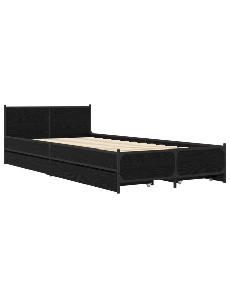 Struttura letto con testata con ruota Rovere Nero 80 x 200 cm