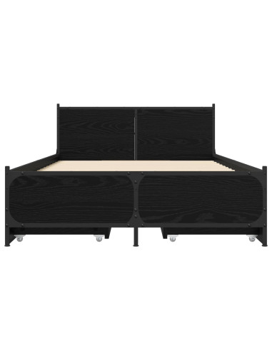 Struttura letto con testata con ruota Rovere Nero 80 x 200 cm