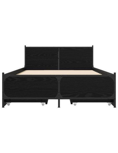 Struttura letto con testata con ruota Rovere Nero 80 x 200 cm