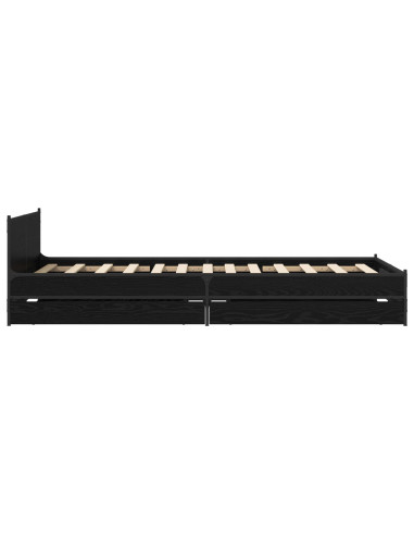 Struttura letto con testata con ruota Rovere Nero 80 x 200 cm