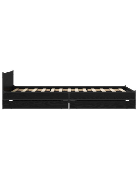 Struttura letto con testata con ruota Rovere Nero 80 x 200 cm