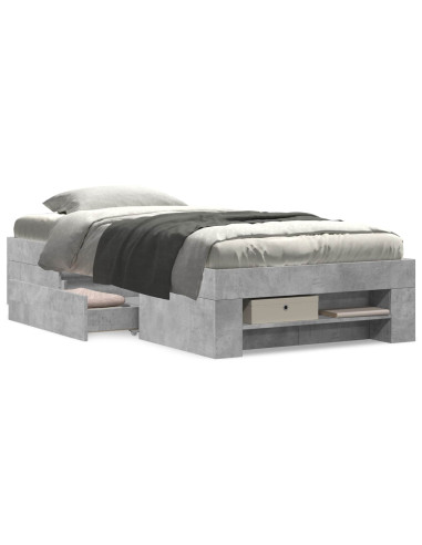 Telaio del letto con storage Grigio Cemento 80 x 200 cm