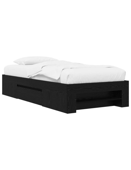 Telaio del letto con storage Rovere Nero 80 x 200 cm