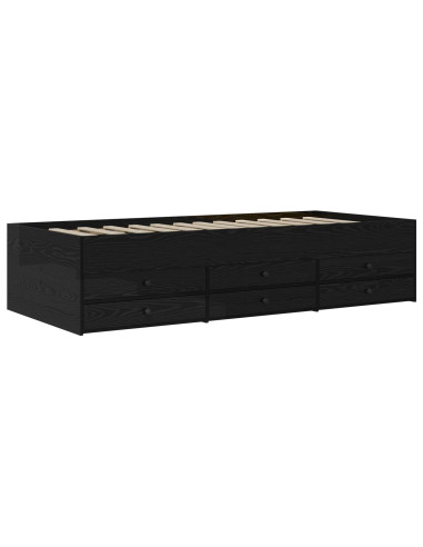 Telaio del letto con storage Rovere Nero 80 x 200 cm