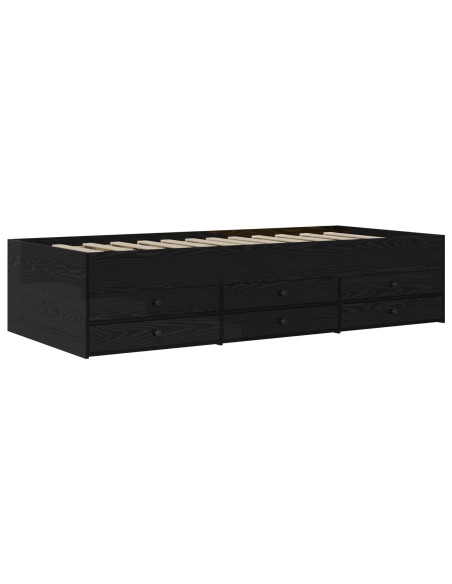 Telaio del letto con storage Rovere Nero 80 x 200 cm