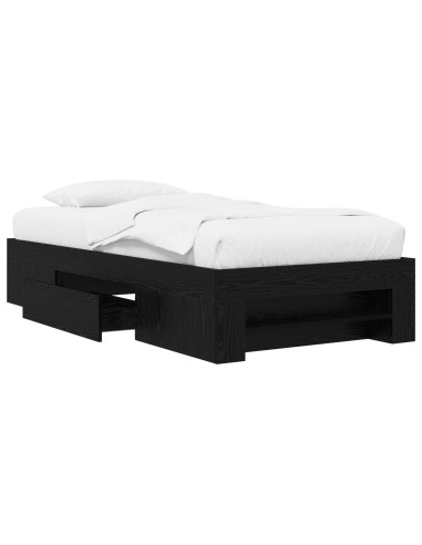 Telaio del letto con storage Rovere Nero 80 x 200 cm