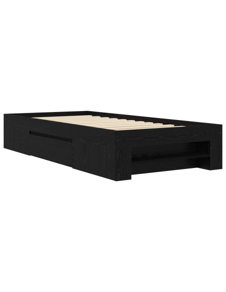 Telaio del letto con storage Rovere Nero 80 x 200 cm