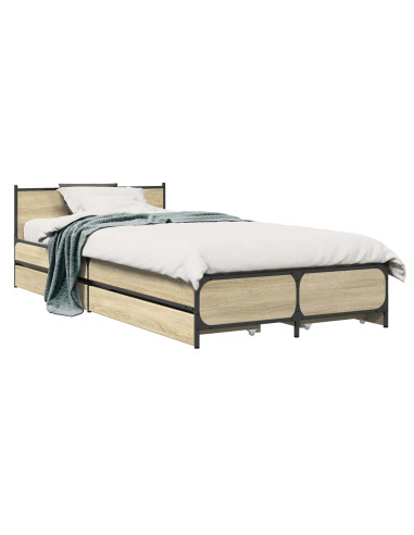 Struttura letto con testata con ruota Rovere Sonoma 80 x 200 cm