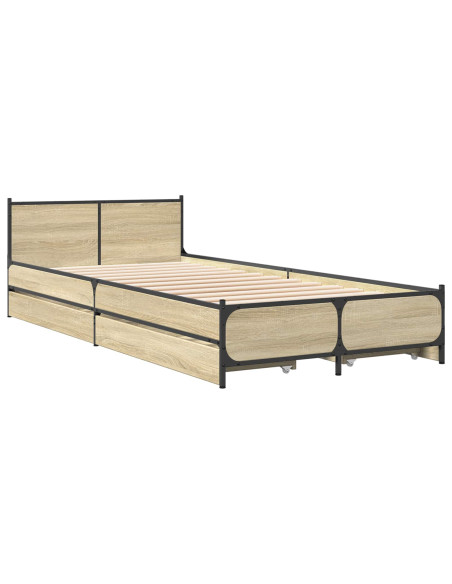 Struttura letto con testata con ruota Rovere Sonoma 80 x 200 cm