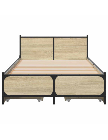 Struttura letto con testata con ruota Rovere Sonoma 80 x 200 cm
