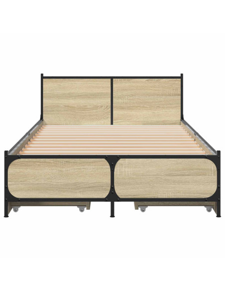 Struttura letto con testata con ruota Rovere Sonoma 80 x 200 cm