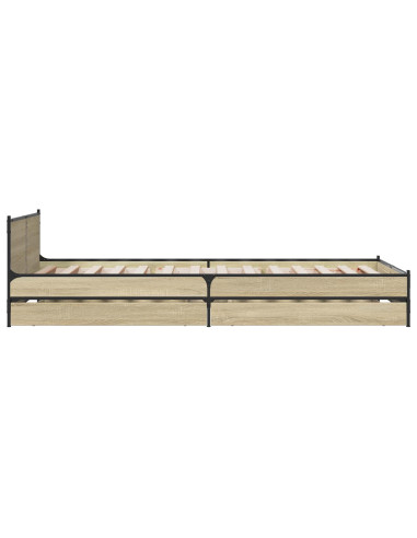 Struttura letto con testata con ruota Rovere Sonoma 80 x 200 cm