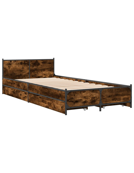 Struttura letto con testata con ruota Rovere Fumo 80 x 200 cm