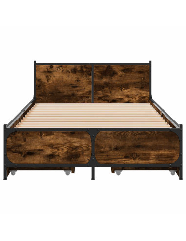 Struttura letto con testata con ruota Rovere Fumo 80 x 200 cm