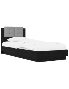 Struttura letto con testata Rovere Nero 80 x 200 cm 2