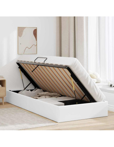 Letto con Contenitore Bianco Puro 100 x 190 cm Similpelle