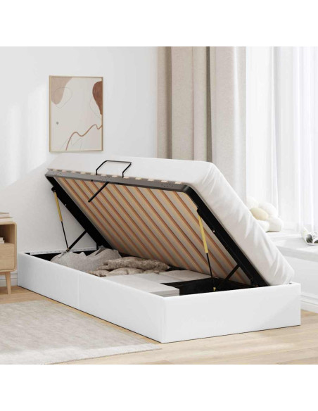 Letto con Contenitore Bianco Puro 100 x 190 cm Similpelle