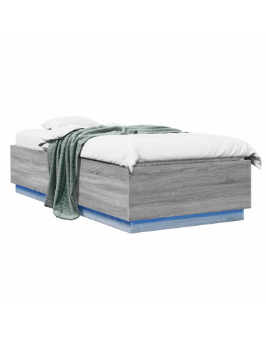 Letto con LED Sonoma grigio 80 x 200 cm Legno ingegnerizzato