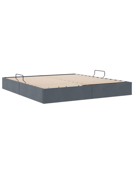 Letto con Contenitore Grigio Scuro 193 x 203 cm Velluto