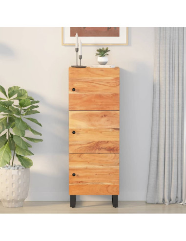 Credenza con 3 Ante 40x33x110 cm Legno Massello Acacia e Ferro