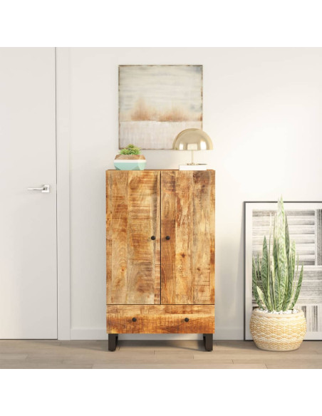 Credenza con Cassetto 60x33x100 cm Legno Massello Mango e Ferro