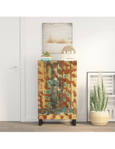 Credenza con Cassetto 60x33x100 Legno Massello Recupero e Ferro