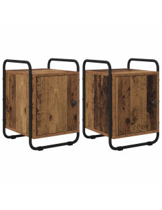 Armadio da Notte 2 pz Legno antico Legno ingegnerizzato 2