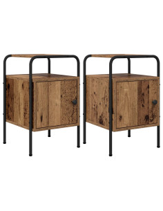 Armadio da Notte 2 pz Legno antico Legno ingegnerizzato 2