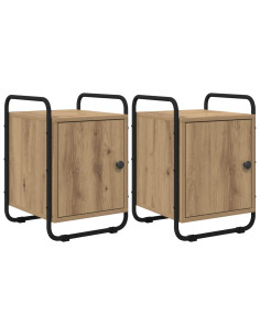 Armadio da Notte 2 pz Rovere Artigianale Legno ingegnerizzato 2