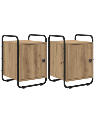 Armadio da Notte 2 pz Rovere Artigianale Legno ingegnerizzato