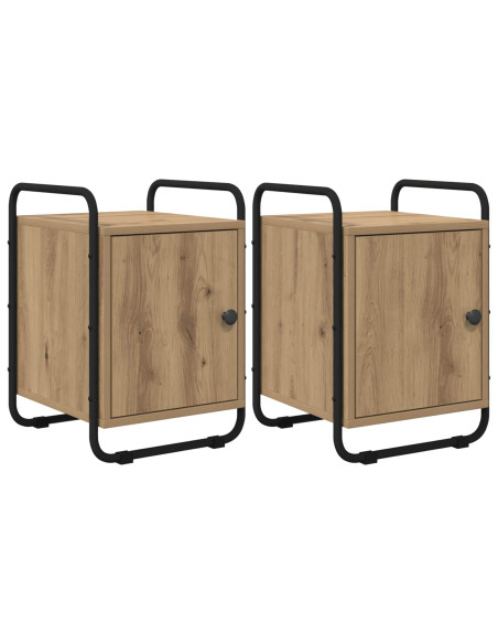 Armadio da Notte 2 pz Rovere Artigianale Legno ingegnerizzato