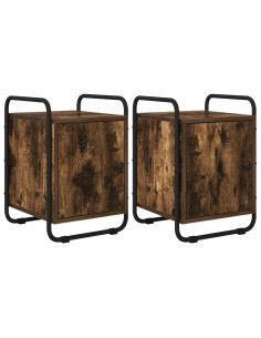 Armadio da Notte 2 pz Rovere Fumo Legno ingegnerizzato 2
