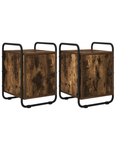 Armadio da Notte 2 pz Rovere Fumo Legno ingegnerizzato
