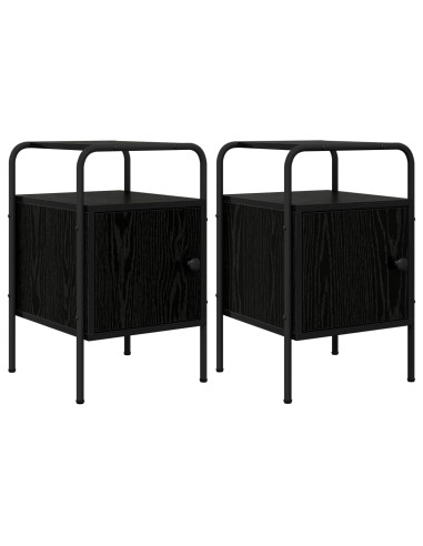Armadio da Notte 2 pz Rovere Nero Legno ingegnerizzato