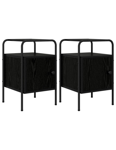 Armadio da Notte 2 pz Rovere Nero Legno ingegnerizzato