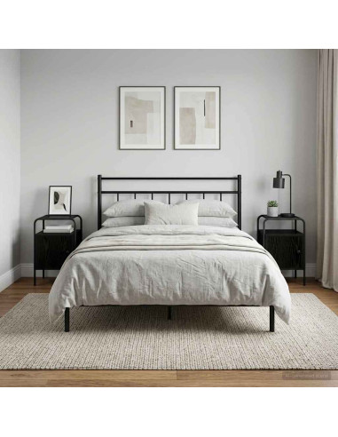 Armadio da Notte 2 pz Rovere Nero Legno ingegnerizzato