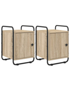 Armadio da Notte 2 pz Rovere Sonoma Legno ingegnerizzato 2