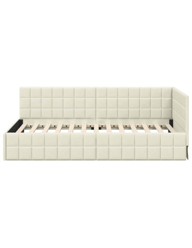 Cornice del letto ad angolo Crema 90 cm x 190 cm Velluto
