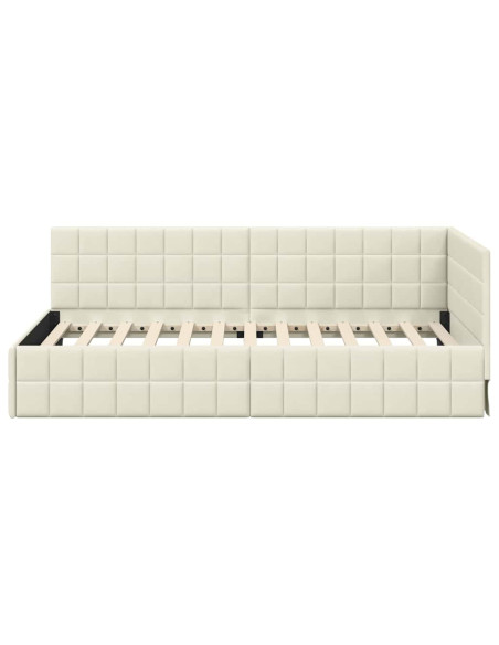 Cornice del letto ad angolo Crema 90 cm x 190 cm Velluto