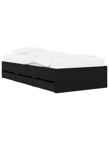 Telaio del letto con storage Rovere Nero 80 x 200 cm
