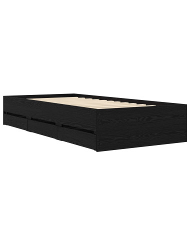 Telaio del letto con storage Rovere Nero 80 x 200 cm