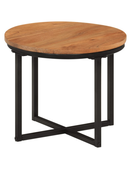 Tavolino Salotto 35x35x30cm in Legno Massello di Acacia e Ferro