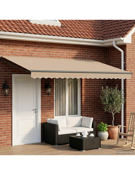Tenda retrattile Beige 4 x 2 m Poliestere e Metallo