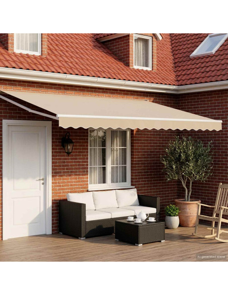 Tenda retrattile Beige 4 x 2 m 100% Poliestere e Alluminio