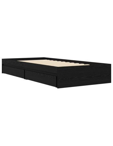 Telaio del letto con storage Rovere Nero 80 x 200 cm