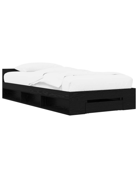 Telaio del letto con storage Rovere Nero 80 x 200 cm