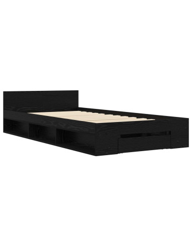 Telaio del letto con storage Rovere Nero 80 x 200 cm