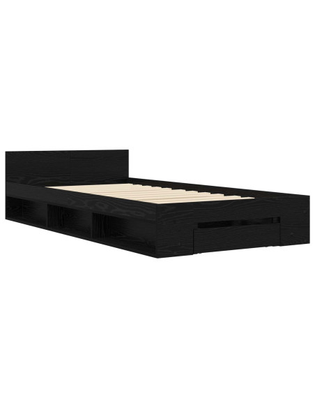 Telaio del letto con storage Rovere Nero 80 x 200 cm